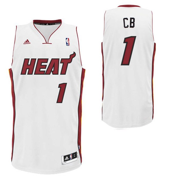 Men's  Miami Heat #1 Chris Bosh Nickname CB Jersey